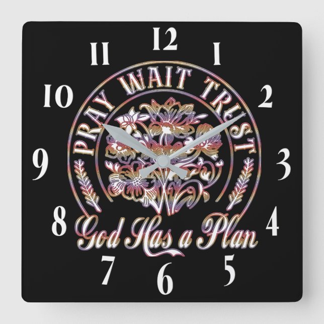 Inspirational Christian Bible Verse Square Wall Clock (Front)