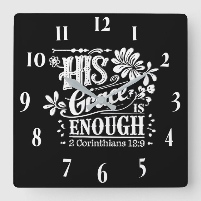 Inspirational Christian Bible Verse Square Wall Clock (Front)