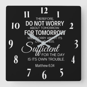 Inspirational Christian Bible Verse Square Wall Clock