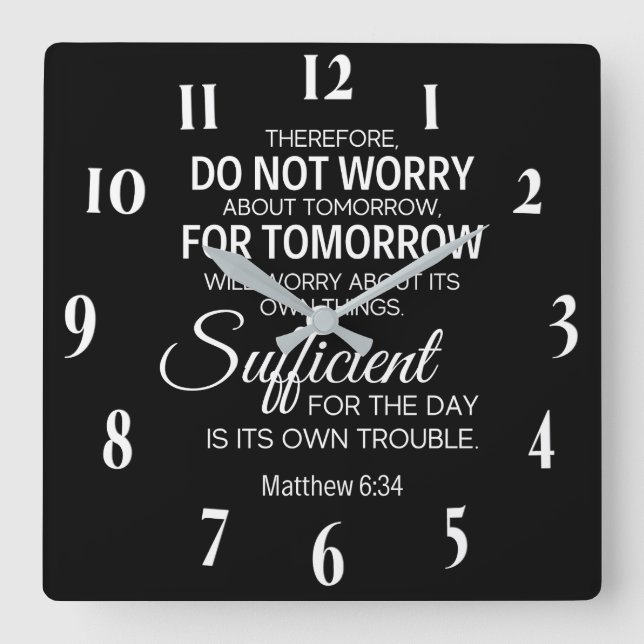 Inspirational Christian Bible Verse Square Wall Clock (Front)