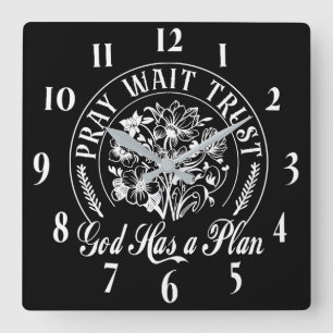 Inspirational Christian Bible Verse Square Wall Clock