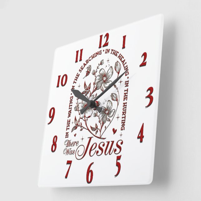 Inspirational Christian Bible Verse Square Wall Clock (Angle)