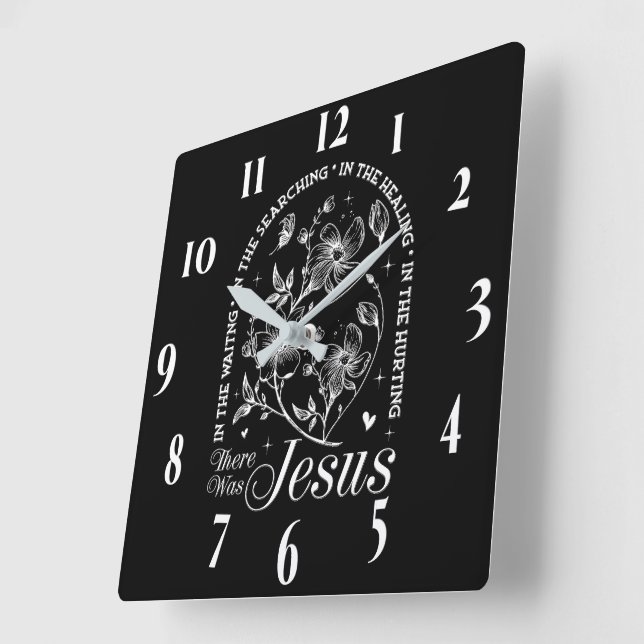 Inspirational Christian Bible Verse Square Wall Clock (Angle)