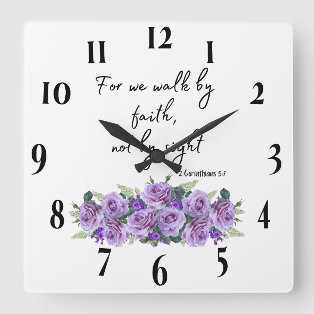 Inspirational Christian Bible Verse Square Wall Clock (Front)