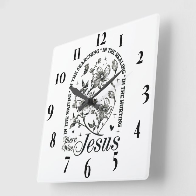 Inspirational Christian Bible Verse Square Wall Clock (Angle)