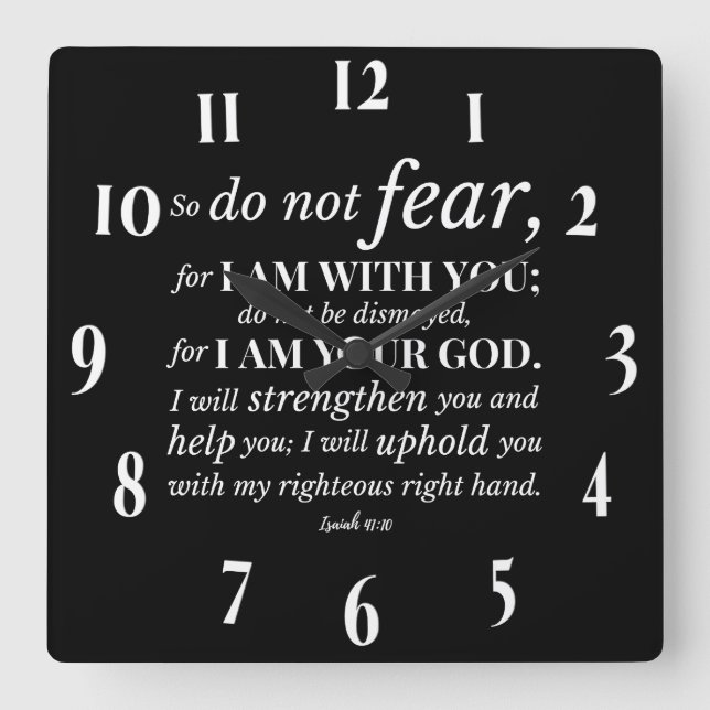 Inspirational Christian Bible Verse Square Wall Clock (Front)