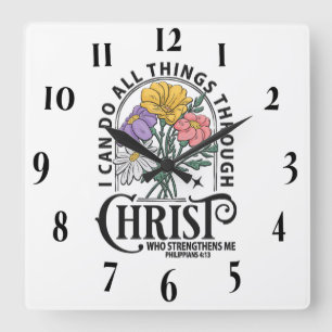 Inspirational Christian Bible Verse Square Wall Clock