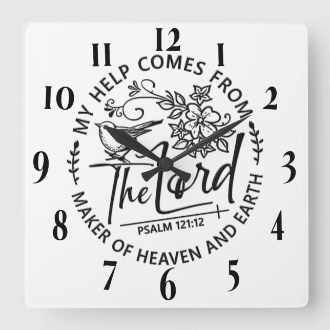 Inspirational Christian Bible Verse Square Wall Clock (Front)
