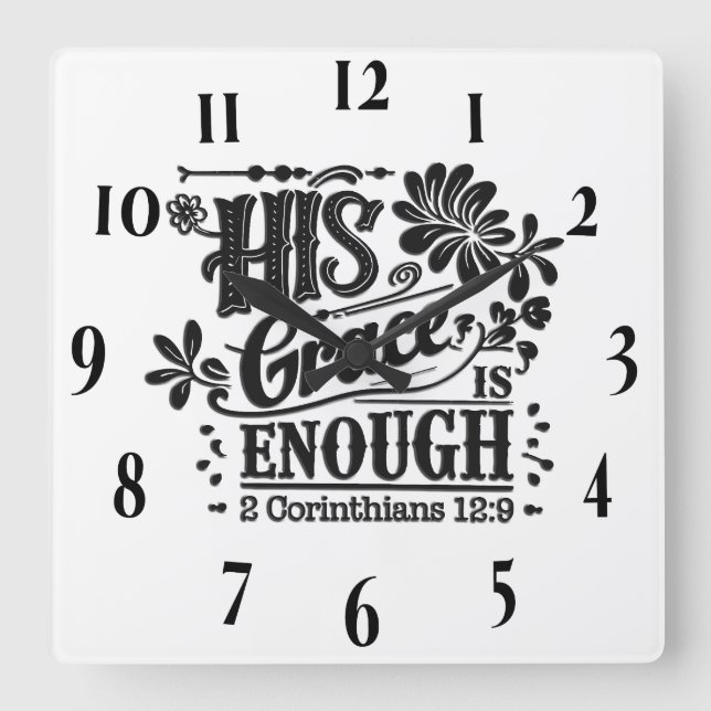 Inspirational Christian Bible Verse Square Wall Clock (Front)