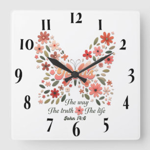 Inspirational Christian Bible Verse Square Wall Clock