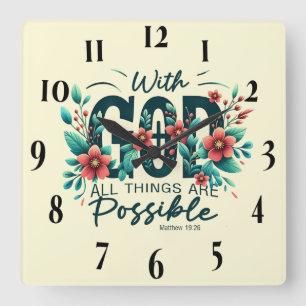 Inspirational Christian Bible Verse Square Wall Clock