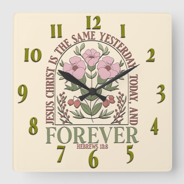 Inspirational Christian Bible Verse Square Wall Clock (Front)