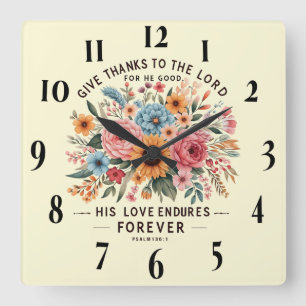 Inspirational Christian Bible Verse Square Wall Clock
