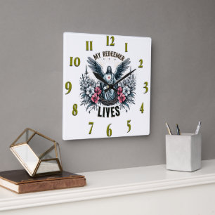 Inspirational Christian Bible Verse Square Wall Clock