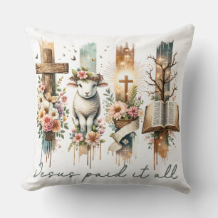 Inspirational Christian Jesus Paid It All Cushion