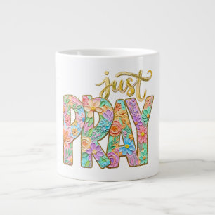 inspirational Christian Just Pray Verse Large Coffee Mug