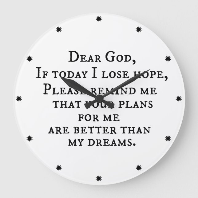 Inspirational Christian Quote: Dear God Large Clock (Front)