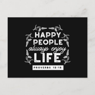 Inspirational Christian Quote from Proverbs 15:15 Holiday Postcard