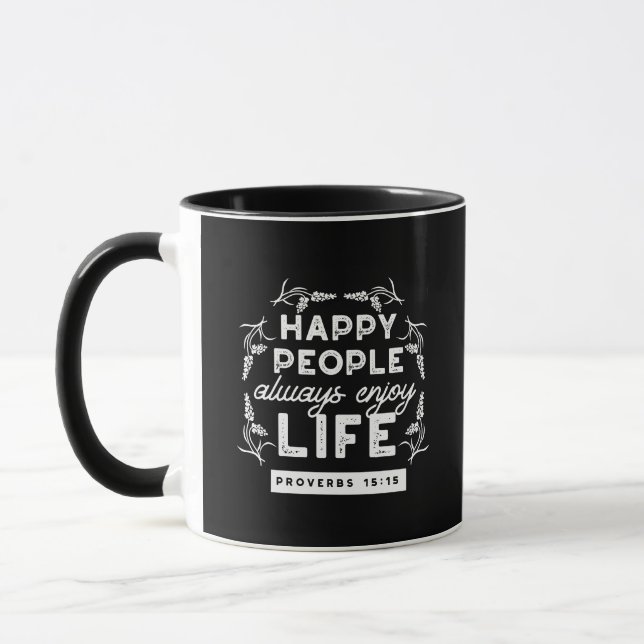 Inspirational Christian Quote from Proverbs 15:15 Mug (Left)