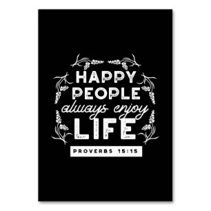 Inspirational Christian Quote from Proverbs 15:15 Table Number