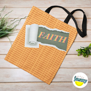 Inspirational Christian Scripture Faith Orange Tote Bag
