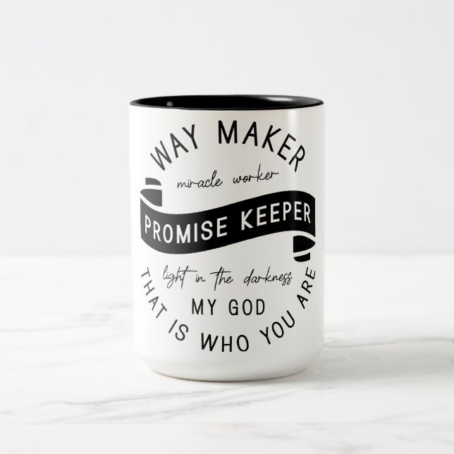 Inspirational Christian Way Maker Two-Tone Coffee Mug (Center)