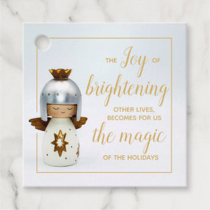 Inspirational Christmas quote w/ angel & gold text Favour Tags