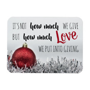 Inspirational Christmas quote w/ red ornament Magnet