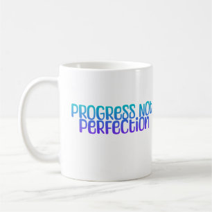 Inspirational Colourful Progress Not Perfection Coffee Mug