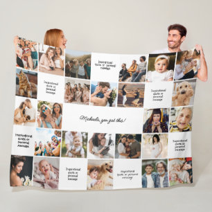 Inspirational Comfort Custom Messages & 25 Photos Fleece Blanket