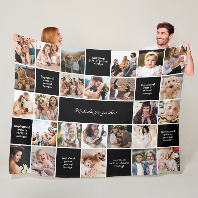 Inspirational Comfort Custom Messages & 25 Photos Fleece Blanket (In Situ)