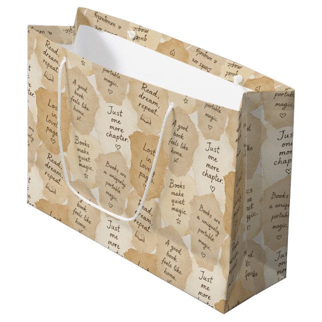 Inspirational Cream Books Magic   Large Gift Bag (Front Angled)