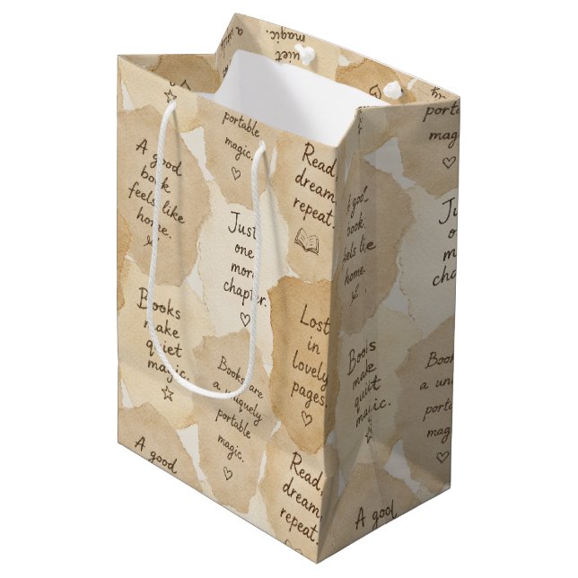 Inspirational Cream Books Magic   Medium Gift Bag (Front Angled)