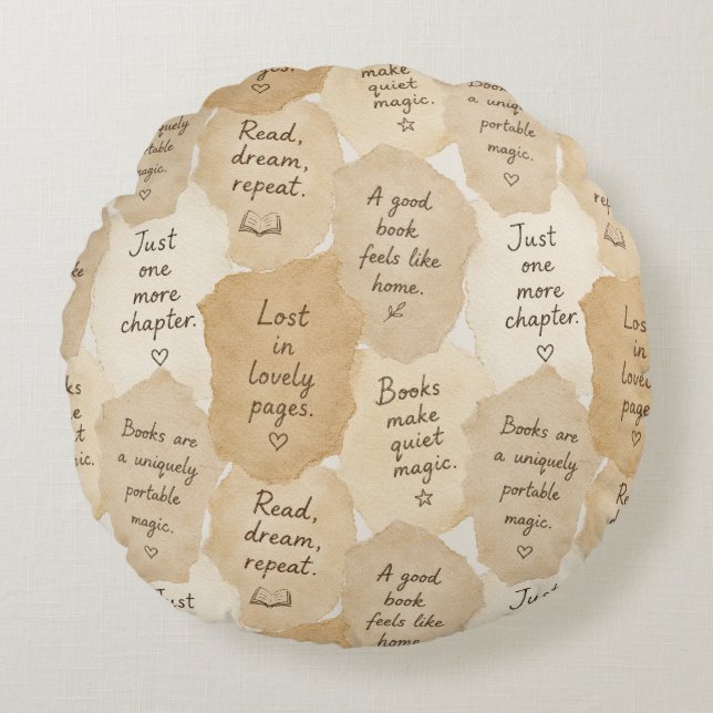 Inspirational Cream Books Magic   Round Cushion (Front)