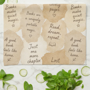 Inspirational Cream Books Magic Tea Towel