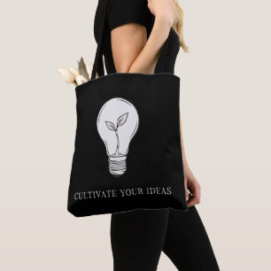 Inspirational Cultivate Your Ideas Lightbulb Plant Tote Bag