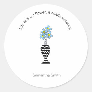 Inspirational, Cute Blue Flower Classic Round Sticker
