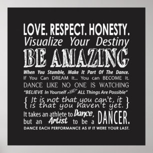 Inspirational Dance Quotes Poster- Black Poster