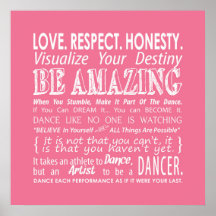 Inspirational Dance Quotes Poster- Pink
