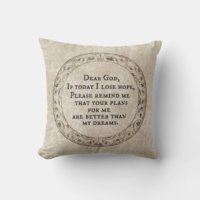 Inspirational Dear God Prayer Quote Cushion (Front)