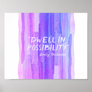 inspirational Dickinson literary quote purple blue Poster