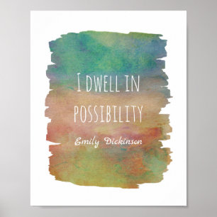 inspirational Dickinson literary quote watercolor Poster
