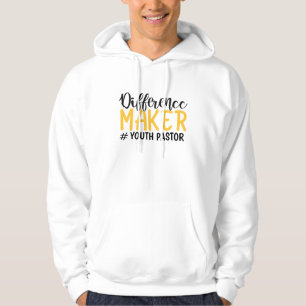 Inspirational Difference Maker Youth Pastor White Hoodie