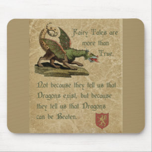 Inspirational Dragon Quote Antique Parchment Mouse Pad