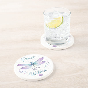 Inspirational Dragonfly/Peace Begins Within Coaster