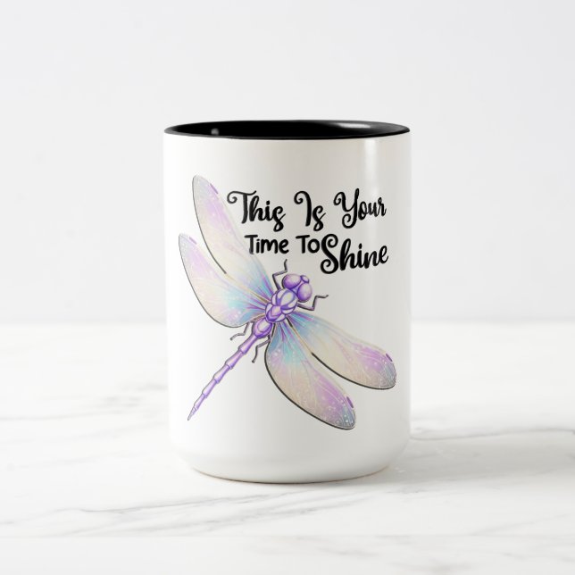 Inspirational Dragonfly Two-Tone Coffee Mug (Center)
