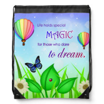 Inspirational Dream Quote Drawstring Backpack