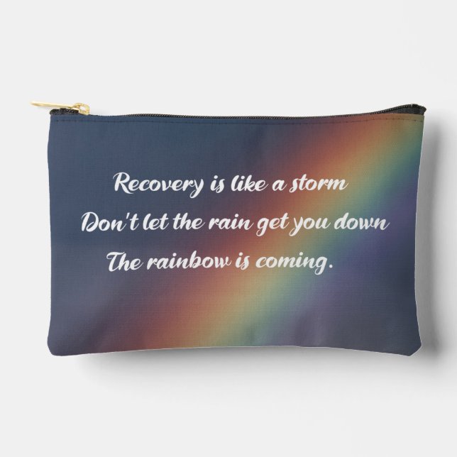 Inspirational Drug Addiction Recovery Rainbow Accessory Pouch (Front)