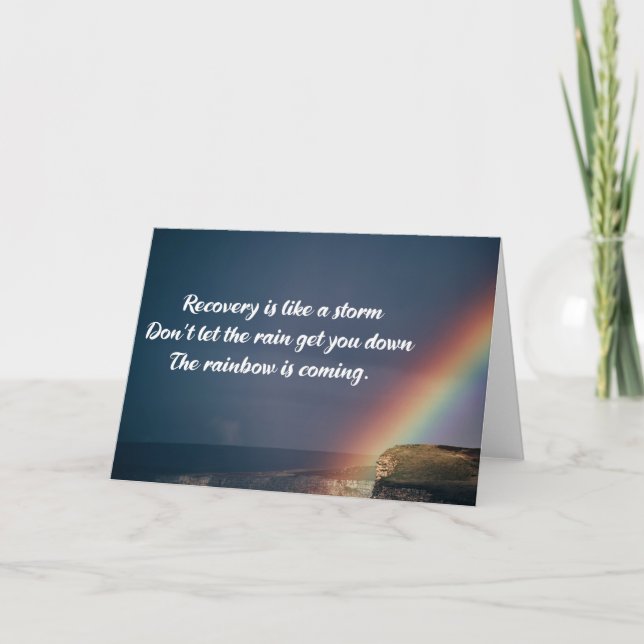 Inspirational Drug Addiction Recovery Rainbow Card (Front)