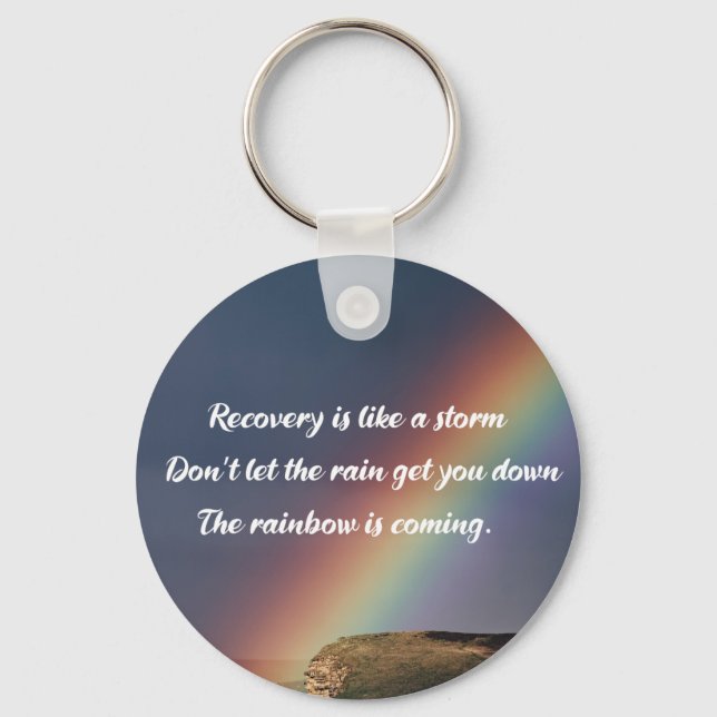 Inspirational Drug Addiction Recovery Rainbow Key Ring (Front)